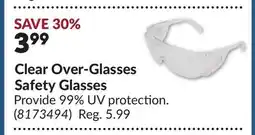 Princess Auto Clear Over-Glasses Safety Glasses offer
