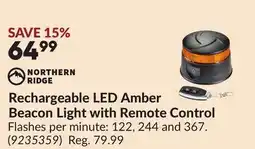 Princess Auto Rechargeable LED Amber Beacon Light with Remote Control offer