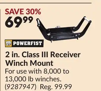 Princess Auto 2 in. Class III Receiver Winch Mount offer