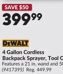 Princess Auto 4 Gallon Cordless Backpack Sprayer, Tool Only offer