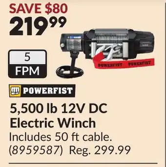 Princess Auto 5,500 lb 12V DC Electric Winch offer