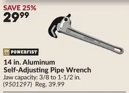 Princess Auto 14 in. Aluminum Self-Adjusting Pipe Wrench offer