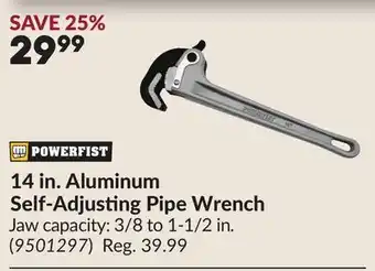 Princess Auto 14 in. Aluminum Self-Adjusting Pipe Wrench offer