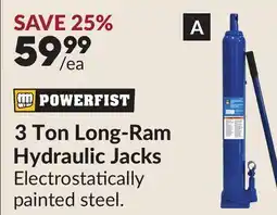 Princess Auto 3 Ton Long-Ram Hydraulic Jacks Flat bottom. Lift range: 24-3/8 to 43-1/4 in offer
