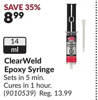 Princess Auto ClearWeld Epoxy Syringe offer