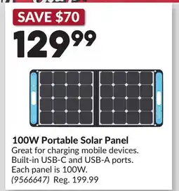 Princess Auto 100W Portable Solar Panel offer