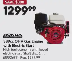 Princess Auto 389cc OHV Gas Engine with Electric Start offer