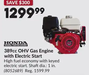 Princess Auto 389cc OHV Gas Engine with Electric Start offer