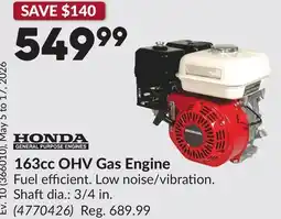 Princess Auto 163cc OHV Gas Engine offer