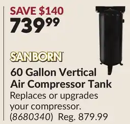 Princess Auto 60 Gallon Vertical Air Compressor Tank offer