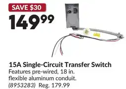Princess Auto 15A Single-Circuit Transfer Switch offer