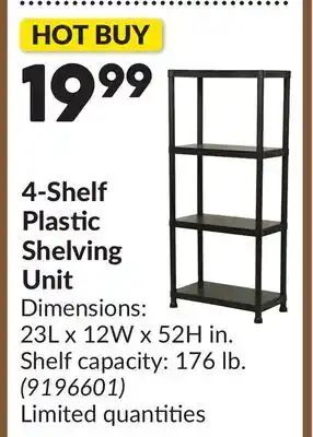 Princess Auto 4-Shelf Plastic Shelving Unit offer