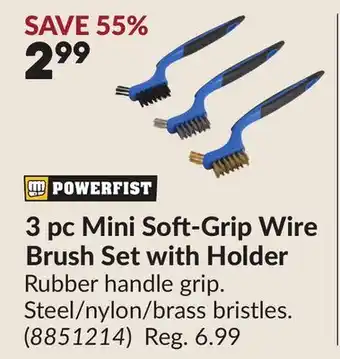 Princess Auto 3 pc Mini Soft-Grip Wire Brush Set with Holder offer