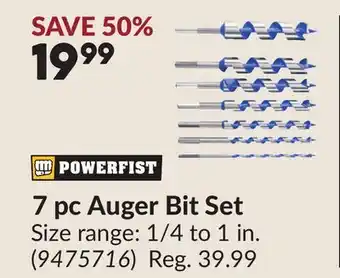 Princess Auto 7 pc Auger Bit Set offer
