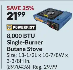 Princess Auto 8,000 BTU Single-Burner Butane Stove offer