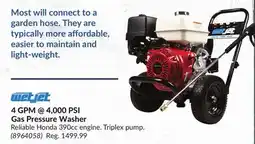 Princess Auto 4 GPM @ 4,000 PSI Gas Pressure Washer offer