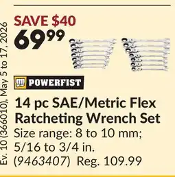 Princess Auto 14 pc SAE/Metric Flex Ratcheting Wrench Set offer