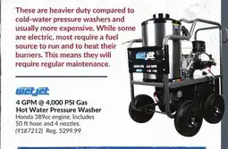Princess Auto 4 GPM @ 4,000 PSI Gas Hot Water Pressure Washer offer