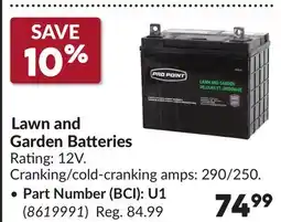 Princess Auto Lawn and Garden Batteries, Part Number (BCI): U1 offer