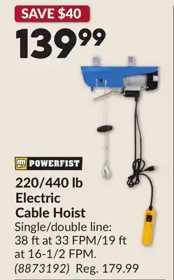 Princess Auto 220/440 lb Electric Cable Hoist offer