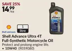 Princess Auto Shell Advance Ultra 4T Full-Synthetic Motorcycle Oil 10W40 offer
