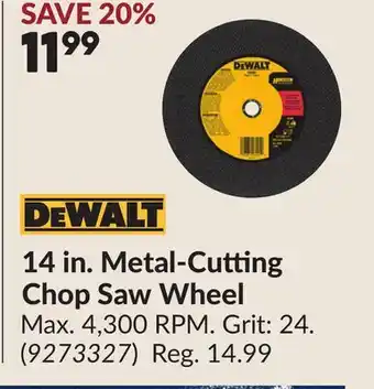 Princess Auto 14 in. Metal-Cutting Chop Saw Wheel offer