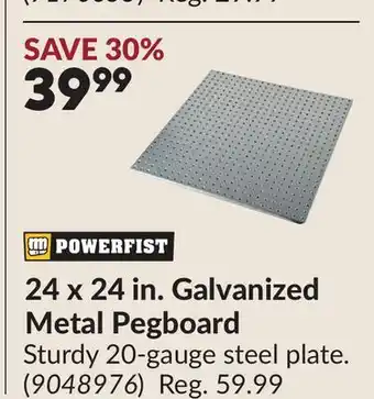 Princess Auto 24 x 24 in. Galvanized Metal Pegboard offer