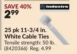 Princess Auto 25 pk 11-3/4 in. White Cable Ties offer