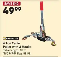 Princess Auto 4 Ton Cable Puller with 3 Hooks offer