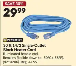 Princess Auto 30 ft14/3 Single-Outlet Block Heater Cord offer