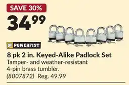 Princess Auto 8 pk 2 in. Keyed-Alike Padlock Set offer