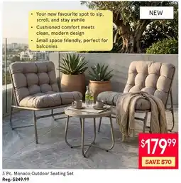 Kitchen Stuff Plus 3 Pc Monaco Outdoor Seating Set offer