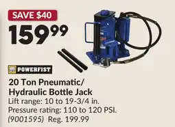 Princess Auto 20 Ton Pneumatic/ Hydraulic Bottle Jack offer