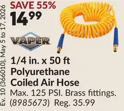 Princess Auto 1/4 in. x 50 Polyurethane Coiled Air Hose offer