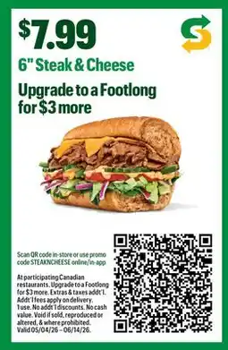 Subway Steak & Cheese offer