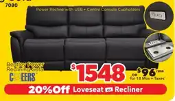 Surplus Furniture Bentley Black Power Reclining Sofa offer
