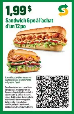 Subway Sandwich 12 po offer