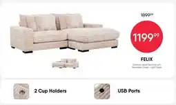 Meubles RD Felix - Corduroy Velvet Sectional with Reversible Chaise - Light Taupe offer