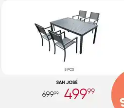 Meubles RD San jose - Rectangular Metal Outdoor Dining Table and 4 Chairs offer