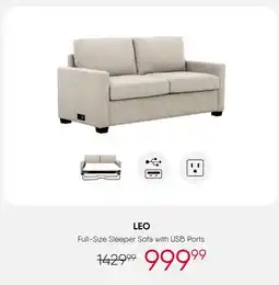 Meubles RD Leo - Full-Size Sleeper Sofa with USB Ports offer