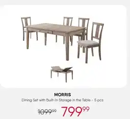 Meubles RD Morris - Rectangular Dining Table with Storage Compartments and 4 Chairs - Grey offer