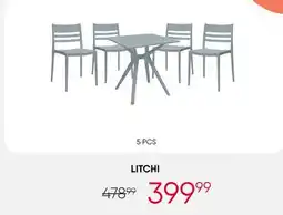 Meubles RD Litchi - Outdoor Resin Dining Set with 1 Square Table and 4 Stackable Chairs - Grey offer