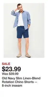 Old Navy Old Navy Slim Linen-Blend Rotation Chino Shorts -- 8-inch inseam offer