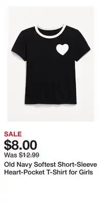 Old Navy Old Navy Softest Short-Sleeve Heart-Pocket T-Shirt for Girls offer