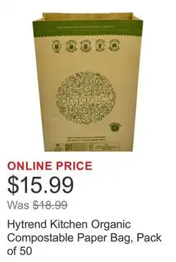 Costco Hytrend Kitchen Organic Compostable Paper Bag, Pack of 50 offer