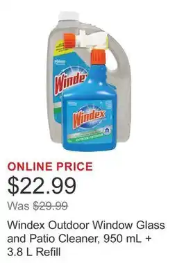 Costco Windex Outdoor Window Glass and Patio Cleaner, 950 mL + 3.8 L Refill offer