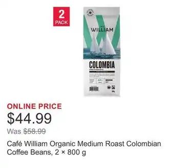 Costco Café William Organic Medium Roast Colombian Coffee Beans, 2 × offer
