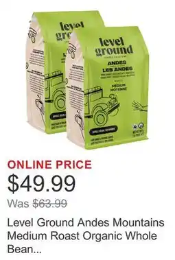 Costco Level Ground Andes Mountains Medium Roast Organic Whole Bean Coffee, 2 × offer