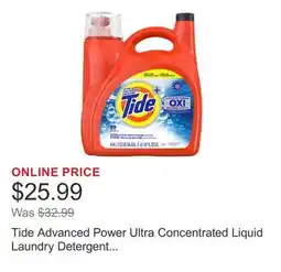 Costco Tide Advanced Power Ultra Concentrated Liquid Laundry Detergent with Oxi 89 Loads offer