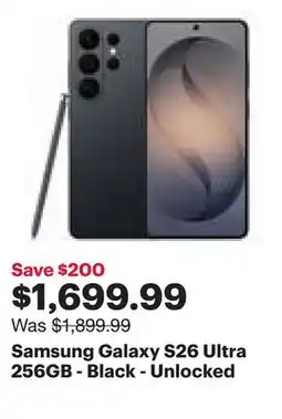 Best Buy Samsung Galaxy S26 Ultra 256GB - Black - Unlocked offer